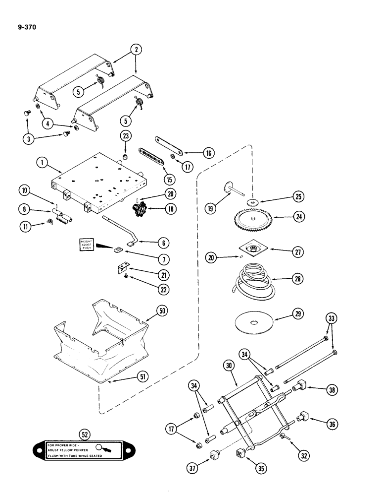 Схема запчастей Case IH 4490 - (9-370) - SWIVEL SEAT ASSEMBLY, SUSPENSION PARTS, LATE PRODUCTION (09) - CHASSIS/ATTACHMENTS