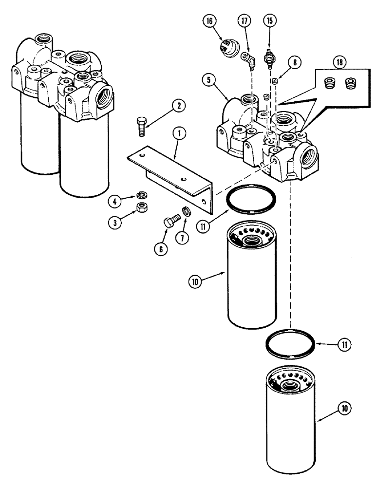 Схема запчастей Case IH 4890 - (8-264) - HYDRAULIC OIL FILTER ASSEMBLY (08) - HYDRAULICS