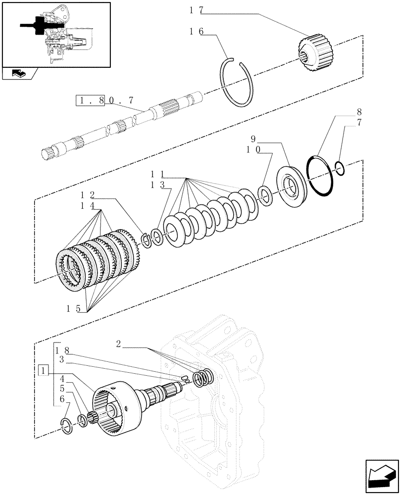 Схема запчастей Case IH PUMA 115 - (1.80.7/01[01]) - PTO, CLUTCH - SHAFT CONTROL PTO ASSY AND CLUTCH PLATES (VAR.330800) (07) - HYDRAULIC SYSTEM