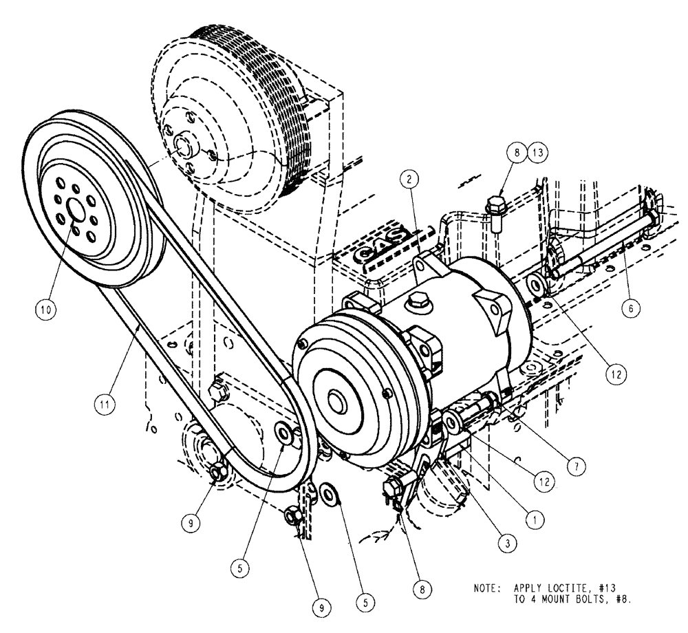 Схема запчастей Case IH TITAN 3520 - (02-030) - A/C COMPRESSOR GROUP (01) - ENGINE