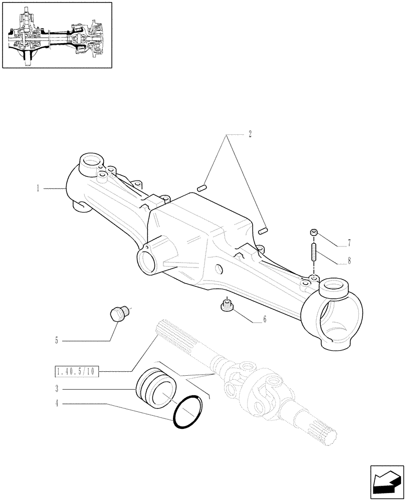 Схема запчастей Case IH MAXXUM 140 - (1.40. 5/01) - (CL.3) SUSPENDED FRONT AXLE W/MULTI-PLATE DIFF. LOCK AND BRAKES - BOX (VAR.330427) (04) - FRONT AXLE & STEERING