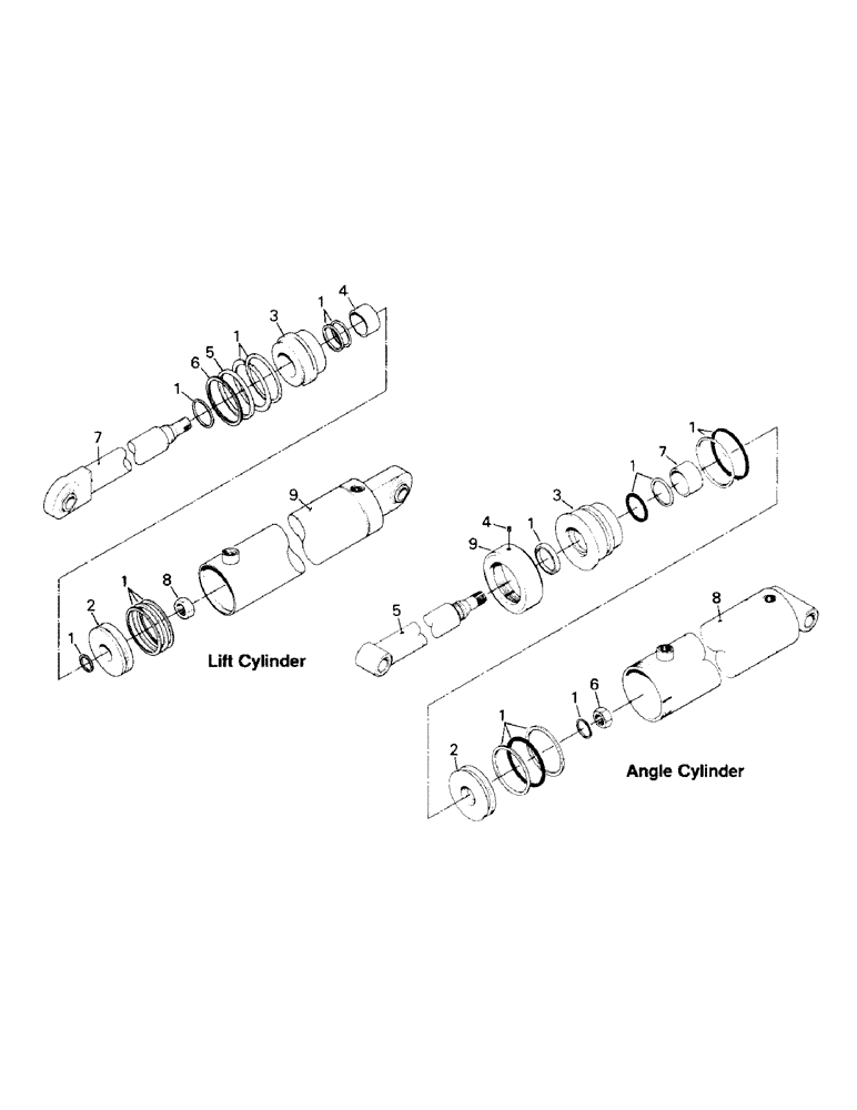 Схема запчастей Case IH ST220 - (10-37) - LIFT AND ANGLE CYLINDERS, MODEL 615 AND 617 UTILITY BLADE, HYD TYLT ANGLE (19) - OPTIONS