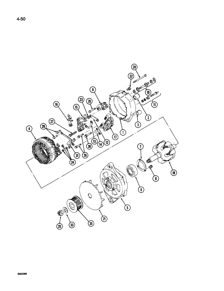 Схема запчастей Case IH 9240 - (4-050) - ALTERNATOR WITHOUT DEBRIS SCREEN (04) - ELECTRICAL SYSTEMS