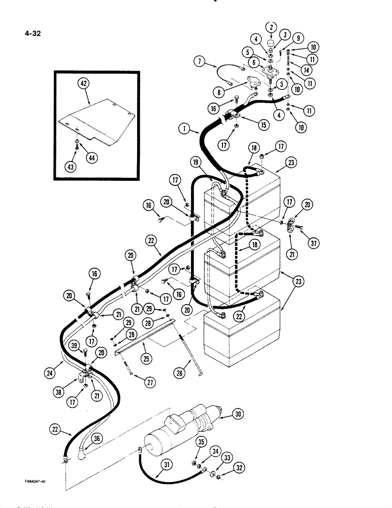 Схема запчастей Case IH STEIGER - (4-32) - BATTERIES AND CABLES, 3406 ENGINE (04) - ELECTRICAL SYSTEMS