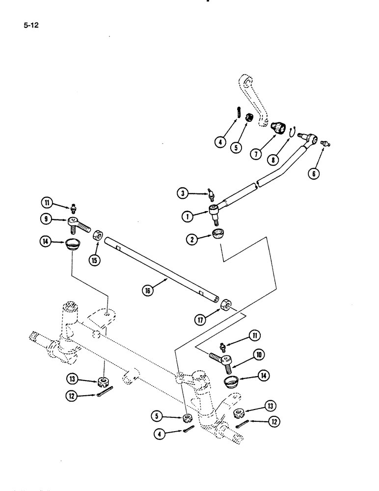 Схема запчастей Case IH 235 - (5-12) - TIE ROD AND STEERING LINKAGE (05) - STEERING