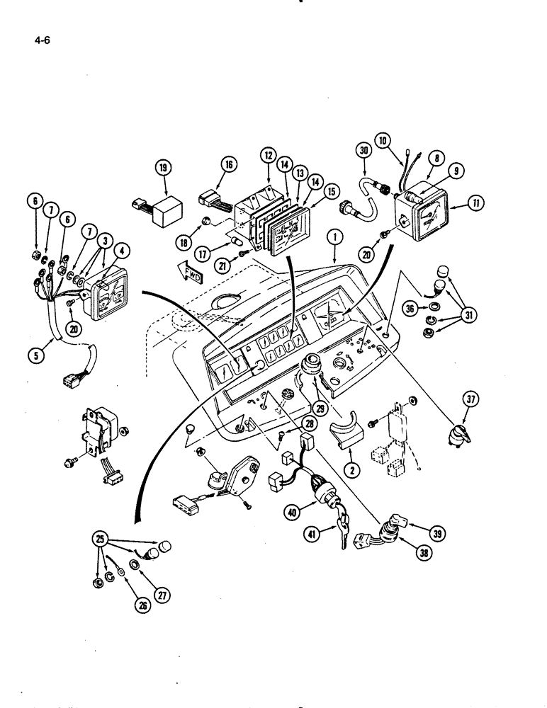 Схема запчастей Case IH 275 - (4-06) - INSTRUMENT CLUSTER, FUSES AND FUSE HOLDER (04) - ELECTRICAL SYSTEMS