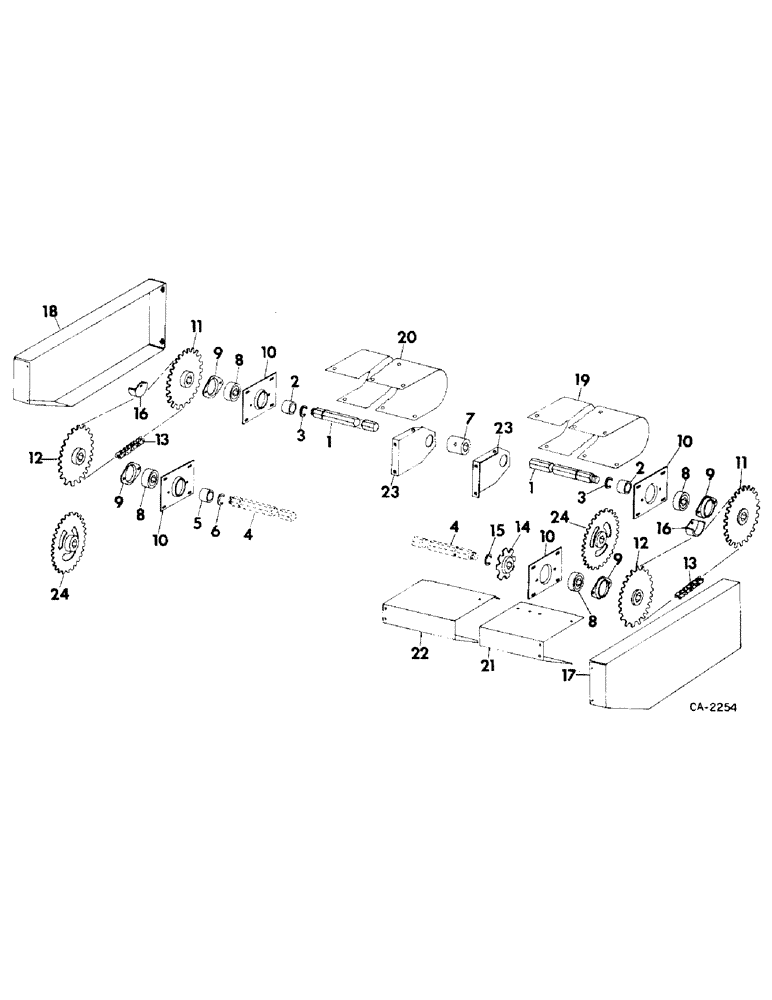 Схема запчастей Case IH 800 - SERIES - (A-16) - MAIN DRIVE AND SHIELDING, 853, 854, 863, 864, 873, 874 AND 883 CORN HEADS (58) - ATTACHMENTS/HEADERS