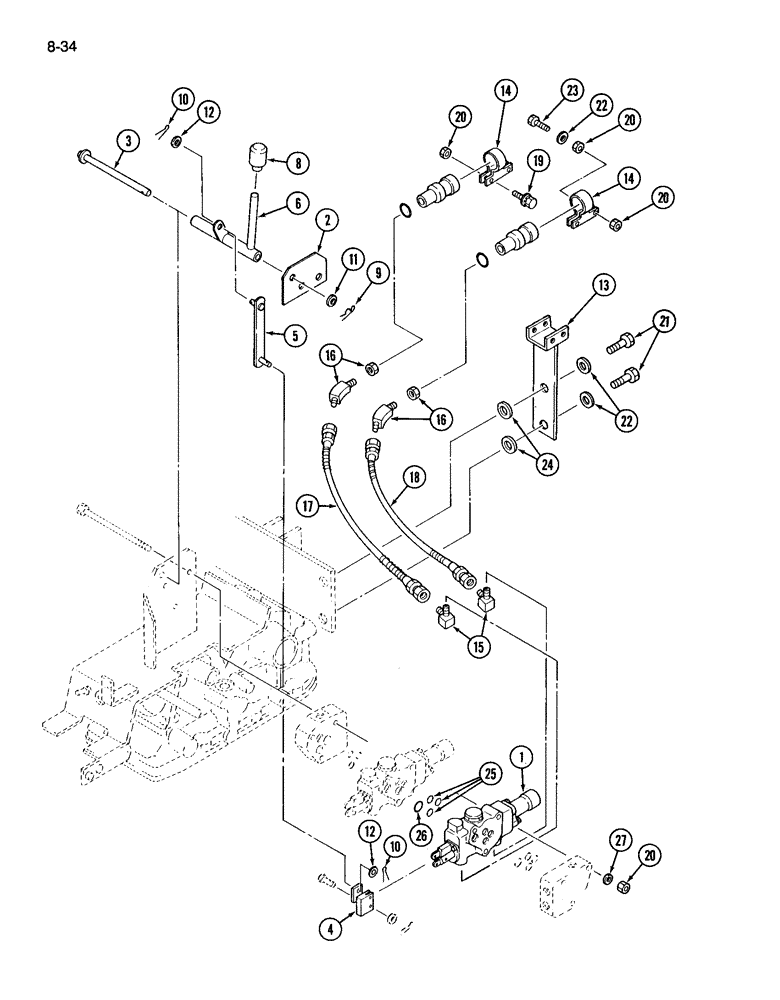 Схема запчастей Case IH 265 - (8-34) - AUXILIARY VALVE (08) - HYDRAULICS