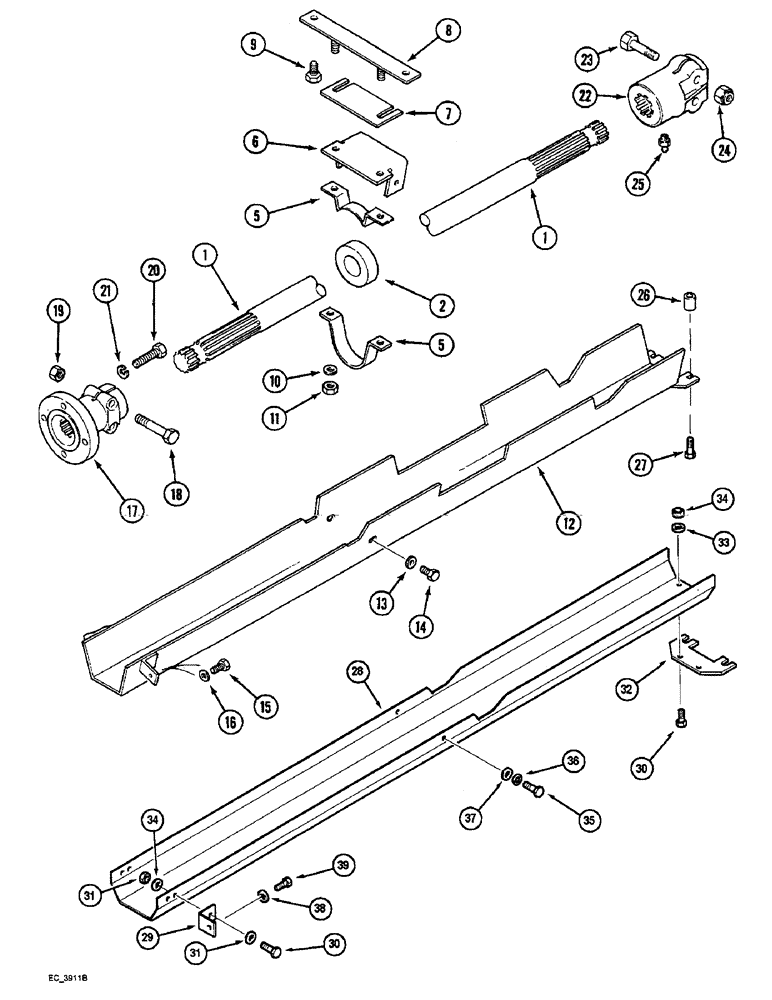 Схема запчастей Case IH 3220 - (6-108) - MECHANICAL FRONT DRIVE, DRIVE SHAFT AND SHIELD (06) - POWER TRAIN