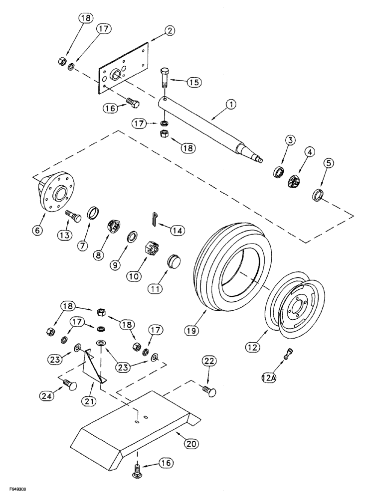 Схема запчастей Case IH 1360 - (9B-020) - SPINDLES AND WHEELS, 1360 MACHINES (12) - CHASSIS