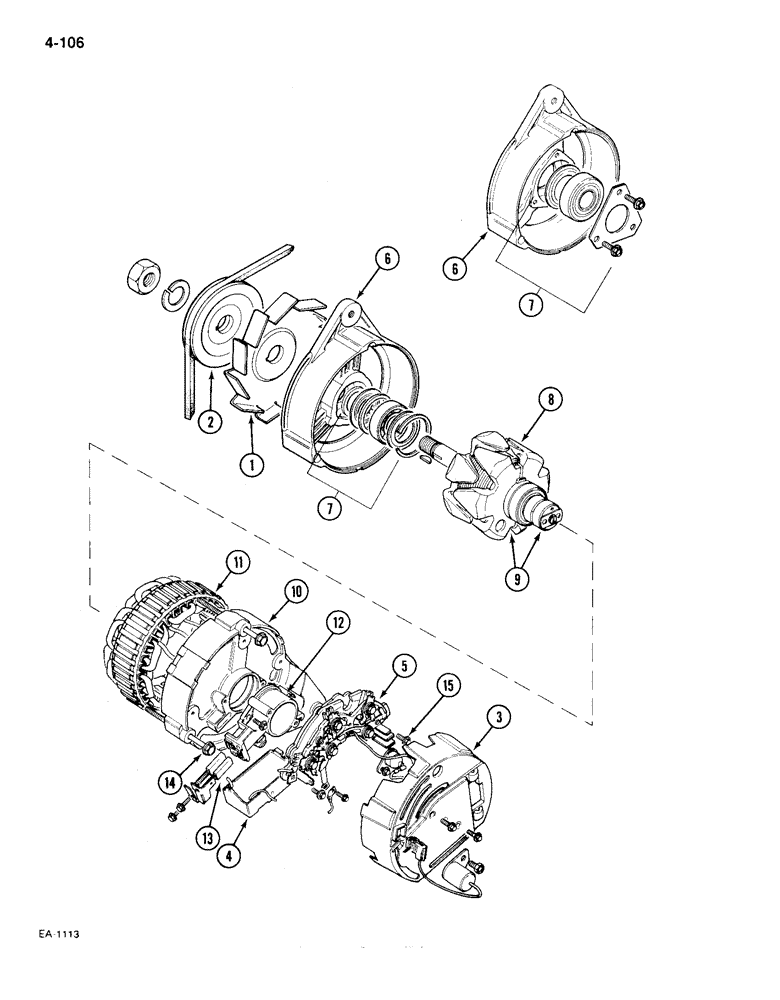 Схема запчастей Case IH 385 - (4-106) - ALTERNATOR, LUCAS (04) - ELECTRICAL SYSTEMS