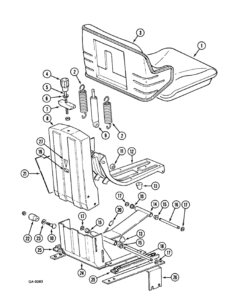 Схема запчастей Case IH 433 - (9-666) - SEAT - SABLE, 2500/7 (09) - CHASSIS/ATTACHMENTS