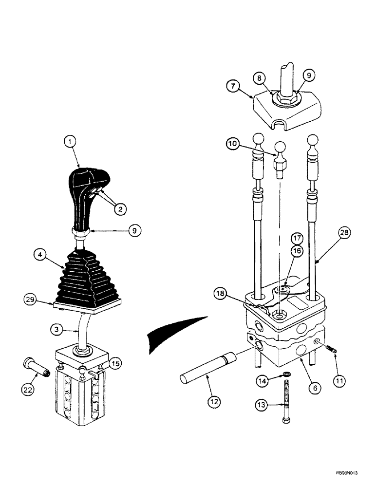 Схема запчастей Case IH L550 - (8-038) - CONTROL ASSEMBLY - 2 FUNCTION (MX80 - MX100C) (08) - HYDRAULICS