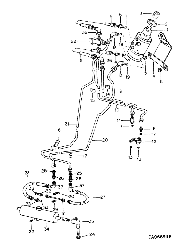 Схема запчастей Case IH 786 - (10-16) - HYDRAULICS, HYDRAULIC POWER STEERING CONNECTIONS (07) - HYDRAULICS