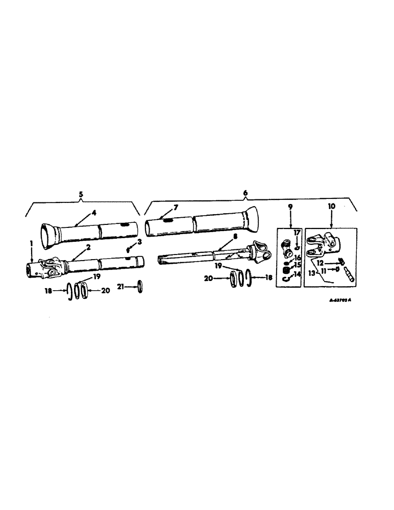 Схема запчастей Case IH 40 - (B-11) - DOUBLE UNIVERSAL JOINTS, PIN TYPE YOKE, TRACTOR END 