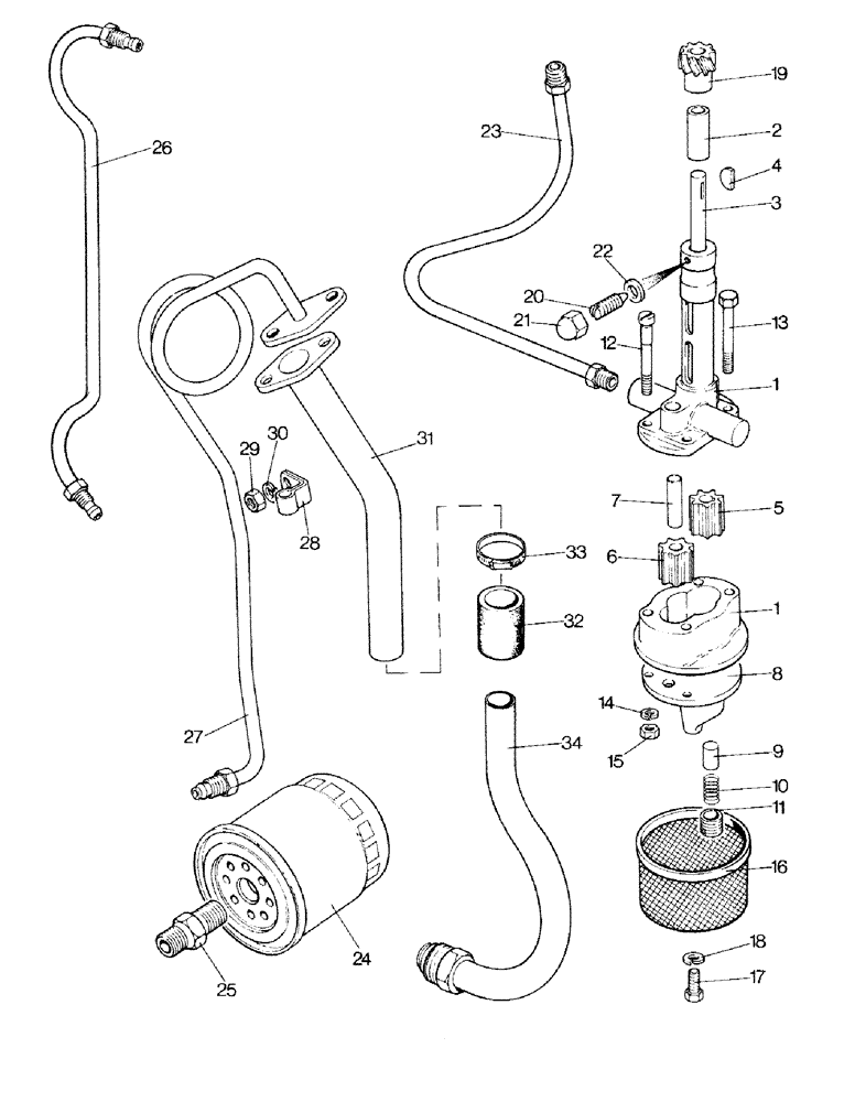 Схема запчастей Case IH 1490 - (A10-1) - OIL PUMP, FILTER AND PIPES (01) - ENGINE