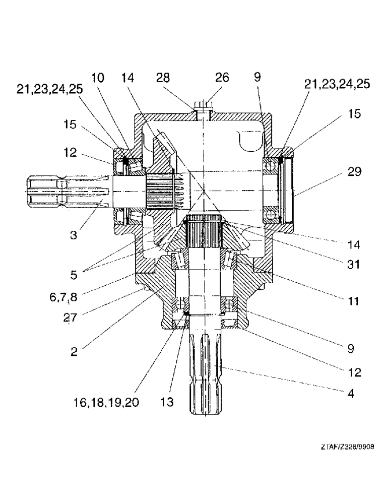 Схема запчастей Case IH PU3F0 - (24) - ANGULAR GEAR, PU3FO (58) - ATTACHMENTS/HEADERS