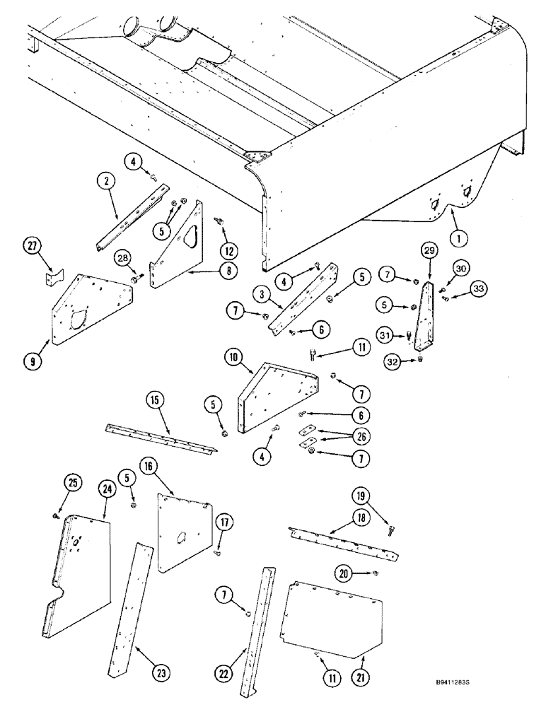 Схема запчастей Case IH 2188 - (9E-04) - GRAIN TANK LOWER SUPPORTS (17) - GRAIN TANK & UNLOADER