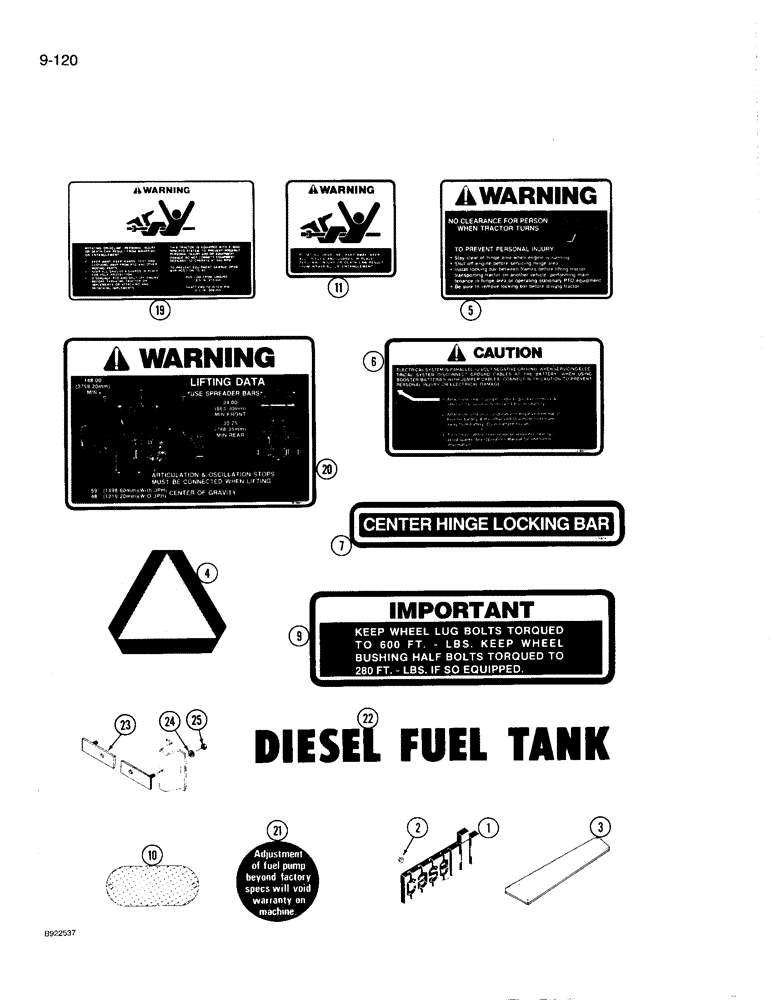 Схема запчастей Case IH 9210 - (9-120) - DECALS (09) - CHASSIS/ATTACHMENTS