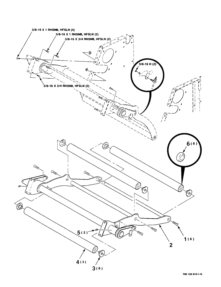 Схема запчастей Case IH 8430 - (6-16) - BELT TENSIONER ROLLERS ASSEMBLY (14) - BALE CHAMBER