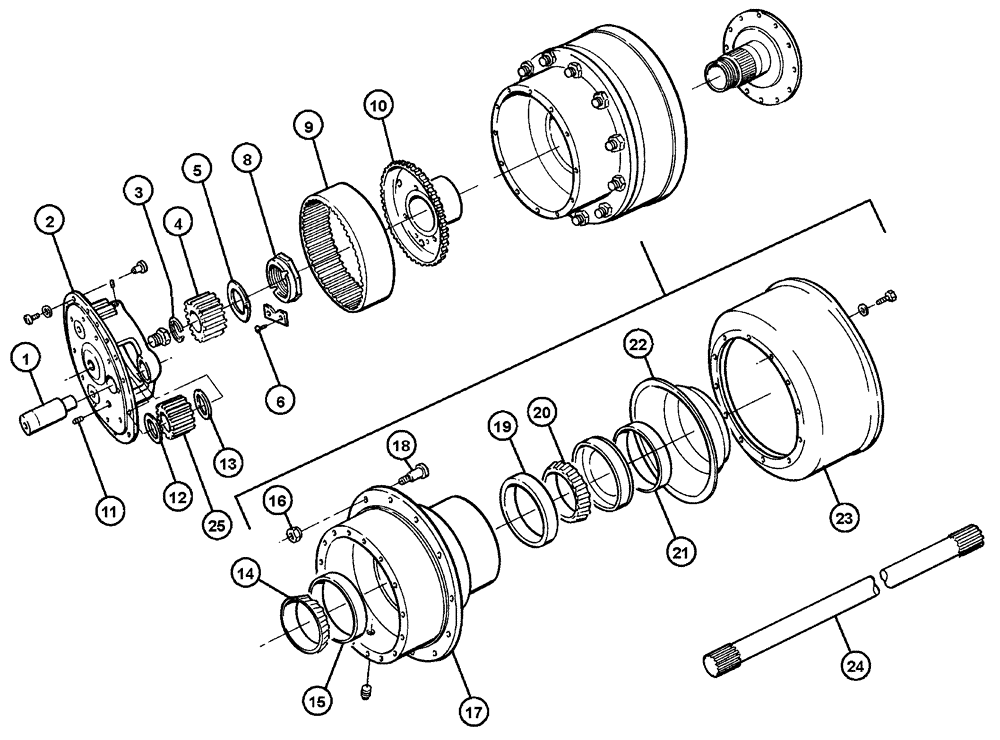 Схема запчастей Case IH FLX4510 - (04-009) - REAR AXLE HUB Frame & Suspension