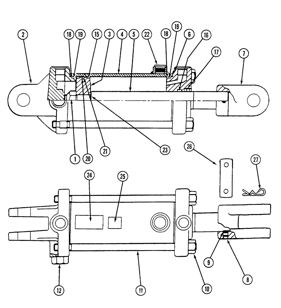 Схема запчастей Case IH NFX - (8-14) - HYDRAULIC DEPTH CONTROL CYLINDER 4 INCH BORE X 8 INCH STROKE (08) - HYDRAULICS