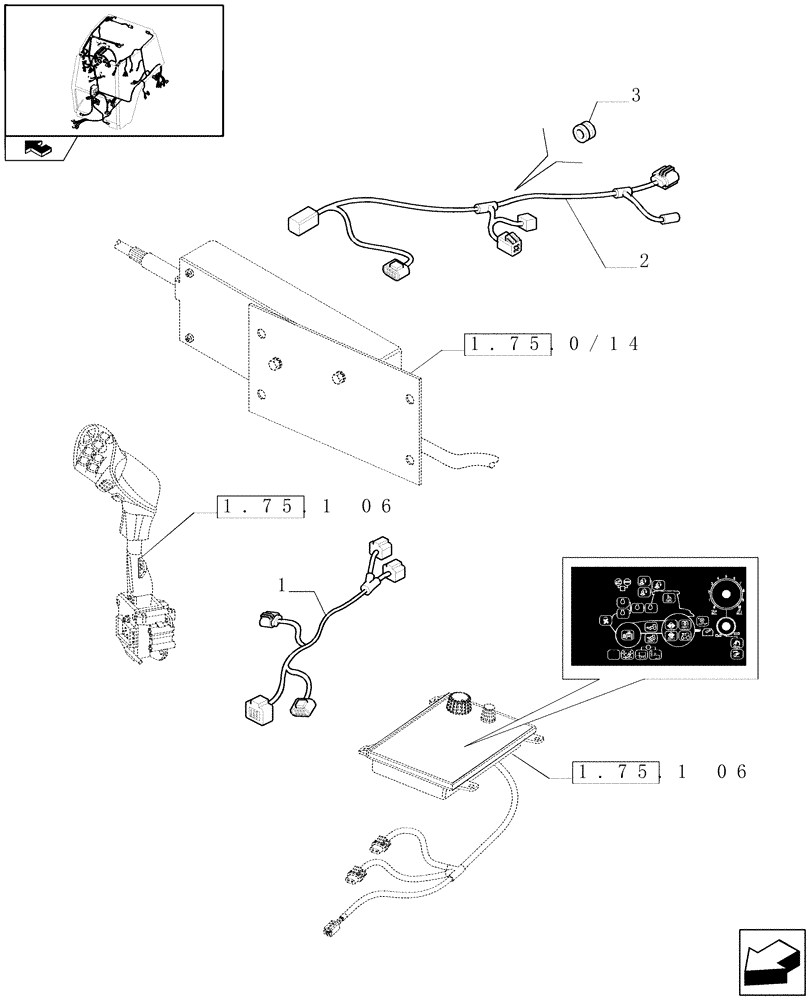 Схема запчастей Case IH PUMA 180 - (1.75.4[07]) - ELECTRIC SHIFT PTO AND GARU CABLES (06) - ELECTRICAL SYSTEMS