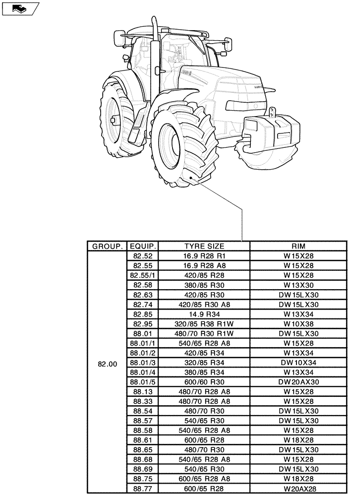 Схема запчастей Case IH PUMA 210 - (SEC. 11[01]) - WHEELS / TRACKS (00) - GENERAL