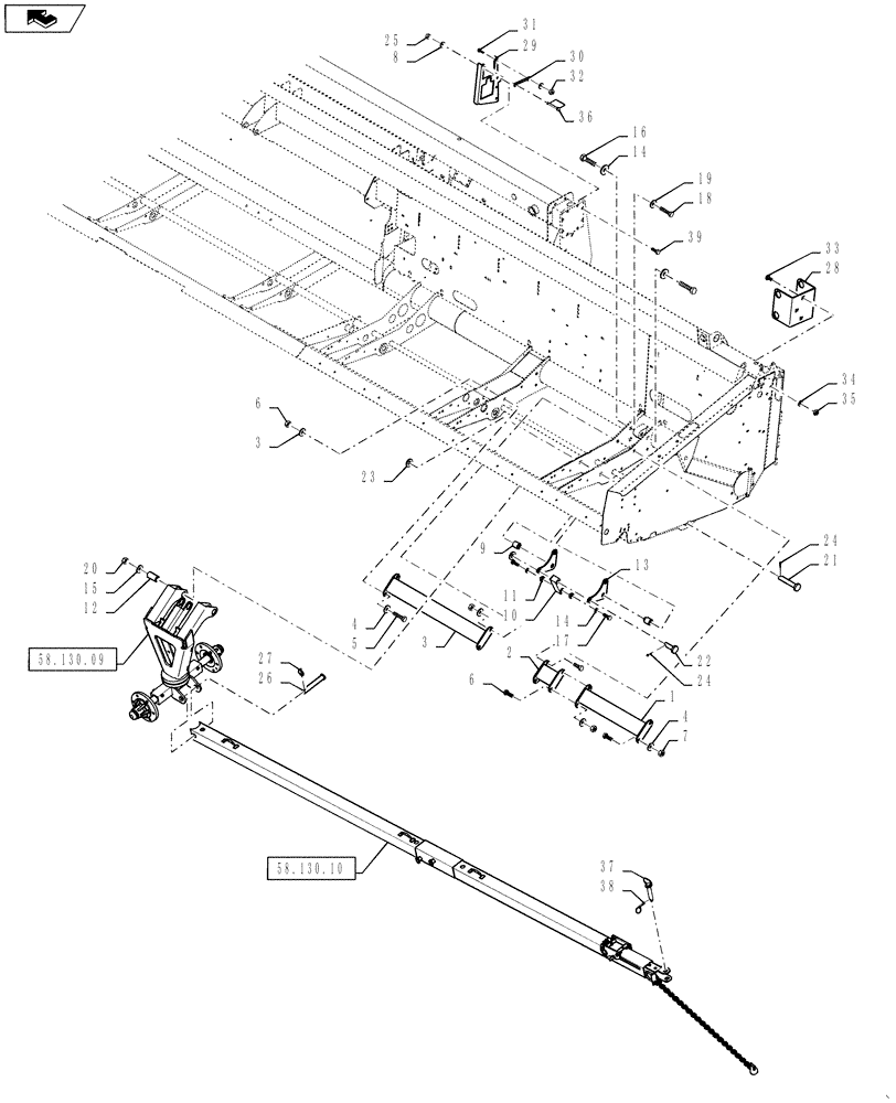 Схема запчастей Case IH 3162 - (58.130.07) - HEADER TRANSPORT, FRONT, 30 FOOT HEADER (58) - ATTACHMENTS/HEADERS