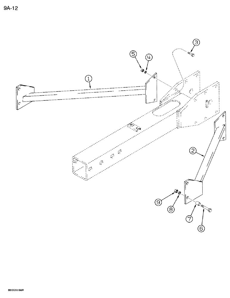 Схема запчастей Case IH 950 - (9A-12) - HITCH BRACE, MODELS WITHOUT FERTILIZER ATTACHMENT, 8 ROW WIDE AND 12 ROW NARROW, VERTICAL FOLD (09) - CHASSIS/ATTACHMENTS