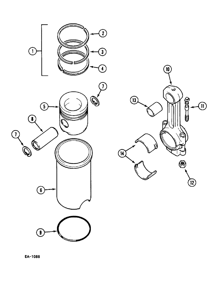 Схема запчастей Case IH 248 - (2-090) - CONNECTING ROD, PISTONS AND SLEEVE (02) - ENGINE