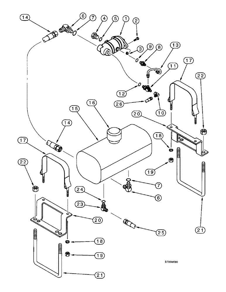 Схема запчастей Case IH 955 - (8-004) - BLOWER PUMP HYD. SYS., PUMP, RESERVOIR & LINES, 540 RPM PTO ALL RIGID PLANTERS 8 ROW WIDE VERT. FOLD (08) - HYDRAULICS