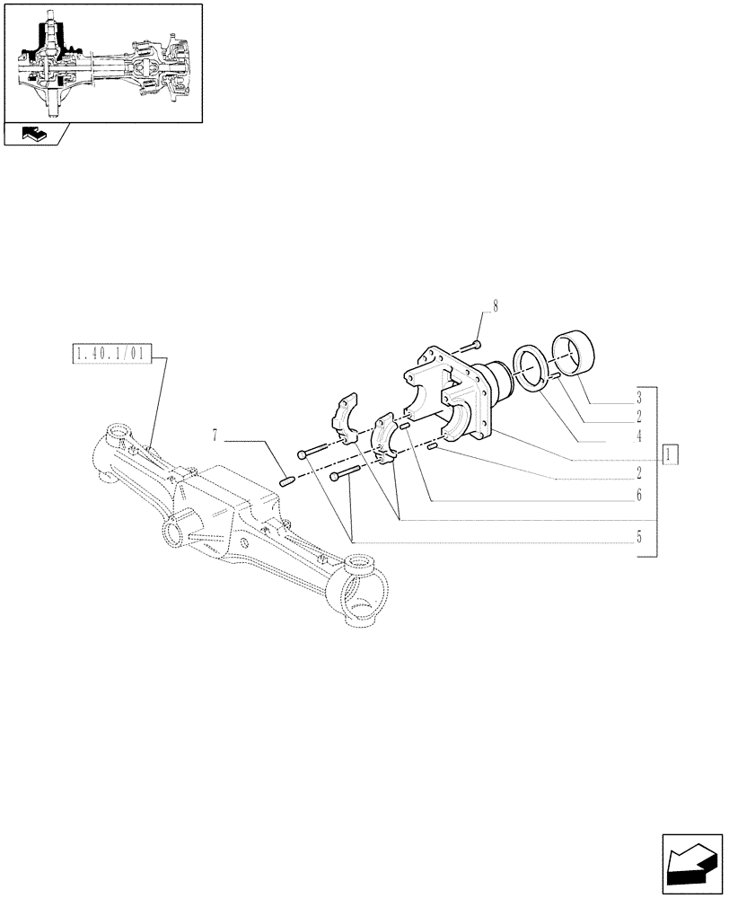 Схема запчастей Case IH PUMA 155 - (1.40. 1/05) - (CL.4) FRONT AXLE W/MULTI-PLATE DIFF. LOCK AND STEERING SENSOR - SUPPORT (04) - FRONT AXLE & STEERING