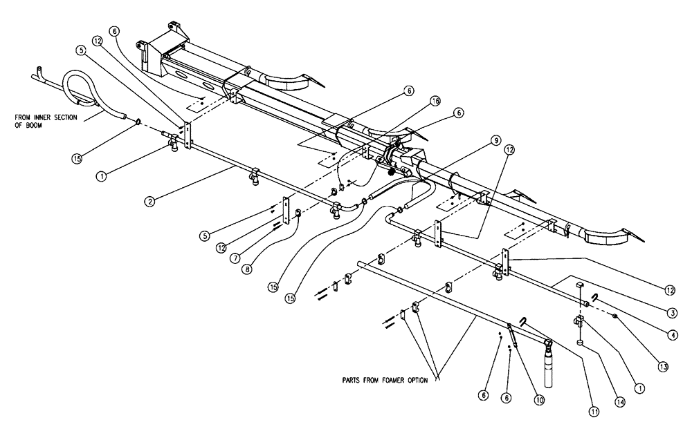 Схема запчастей Case IH FLX810 - (10-004) - BOOM PLUMBING, 2.5”, LH, OUTER, 70’ Wet Kit