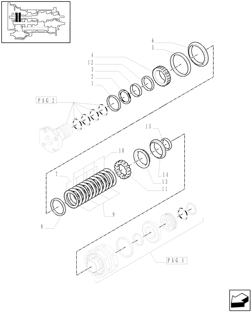 Схема запчастей Case IH MXU115 - (1.28.1/05[03]) - (VAR.085-087) 16X16 (SPS) W/P. SHUTTLE & ADV. HARNESS - CLUTCH PLATES (03) - TRANSMISSION