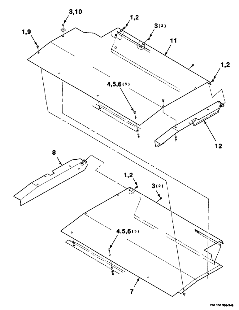 Схема запчастей Case IH DC515 - (7-28) - SHIELDS ASSEMBLY, CENTER (09) - CHASSIS