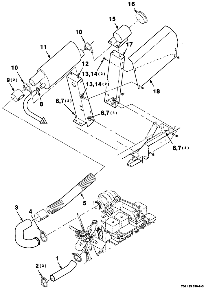 Схема запчастей Case IH 8870 - (02-06) - MUFFLER AND EXHAUST MOUNTING ASSEMBLY (10) - ENGINE