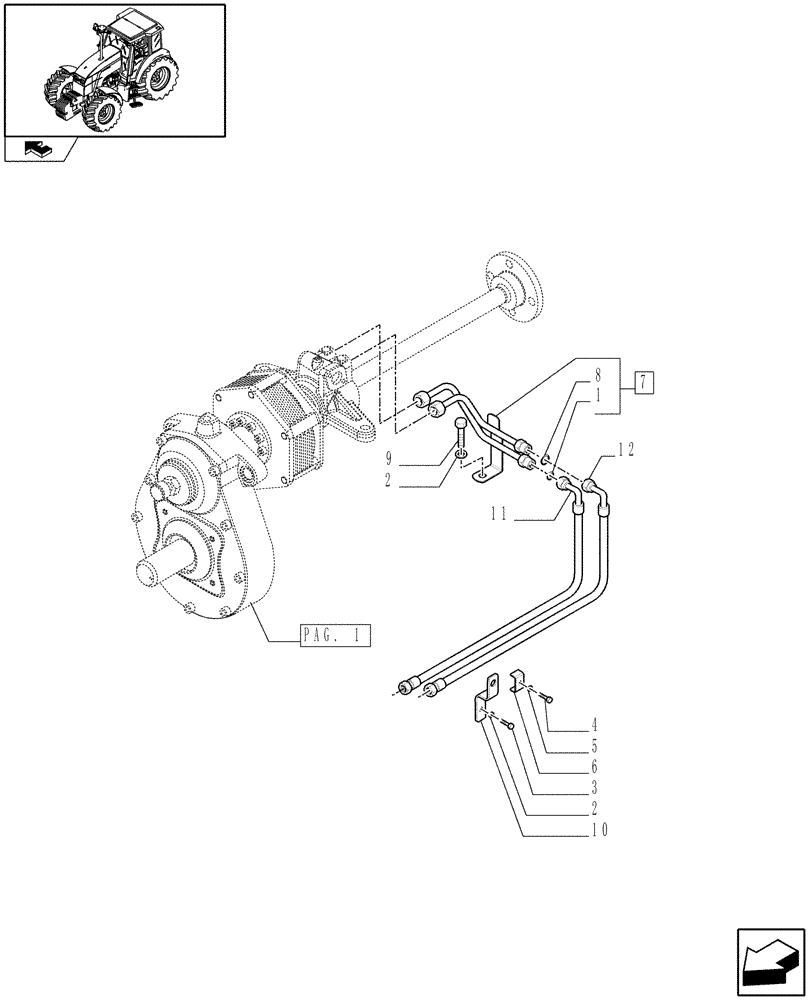 Схема запчастей Case IH PUMA 125 - (1.80.5/02[02]) - INTEGRATED FRONT HPL WITH PTO - PIPES - D6519 (VAR.333648-334648) (07) - HYDRAULIC SYSTEM