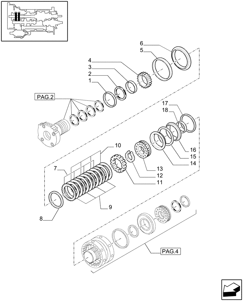 Схема запчастей Case IH MXU110 - (1.28.1/03[03]) - (VAR.129-140-147) 16X16 (SPS) GEARBOX - CLUTCH PLATES (03) - TRANSMISSION