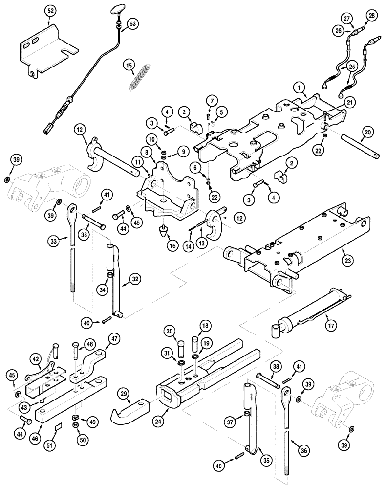 Схема запчастей Case IH MX150 - (09-65) - AUTOMATIC HITCH (37) - HITCHES, DRAWBARS & IMPLEMENT COUPLINGS