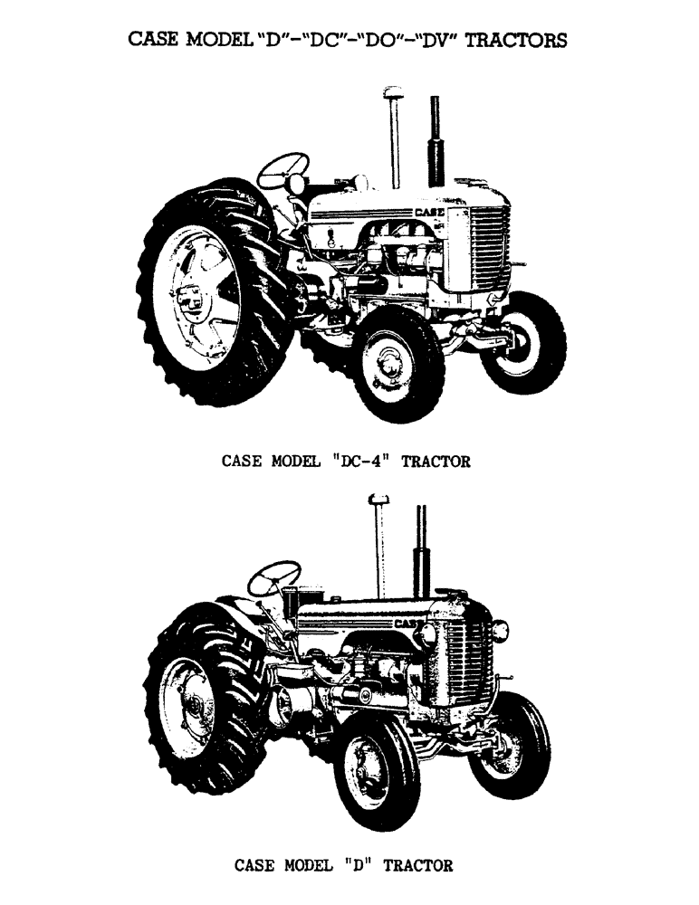 Схема запчастей Case IH D-SERIES - (003) - CASE MODEL "D"-"DC"-"DO"-"DV" TRACTORS (00) - PICTORIAL INDEX