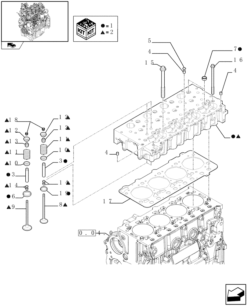 Схема запчастей Case IH FARMALL 75C - (0.06.0) - CYLINDER HEAD & RELATED PARTS (01) - ENGINE