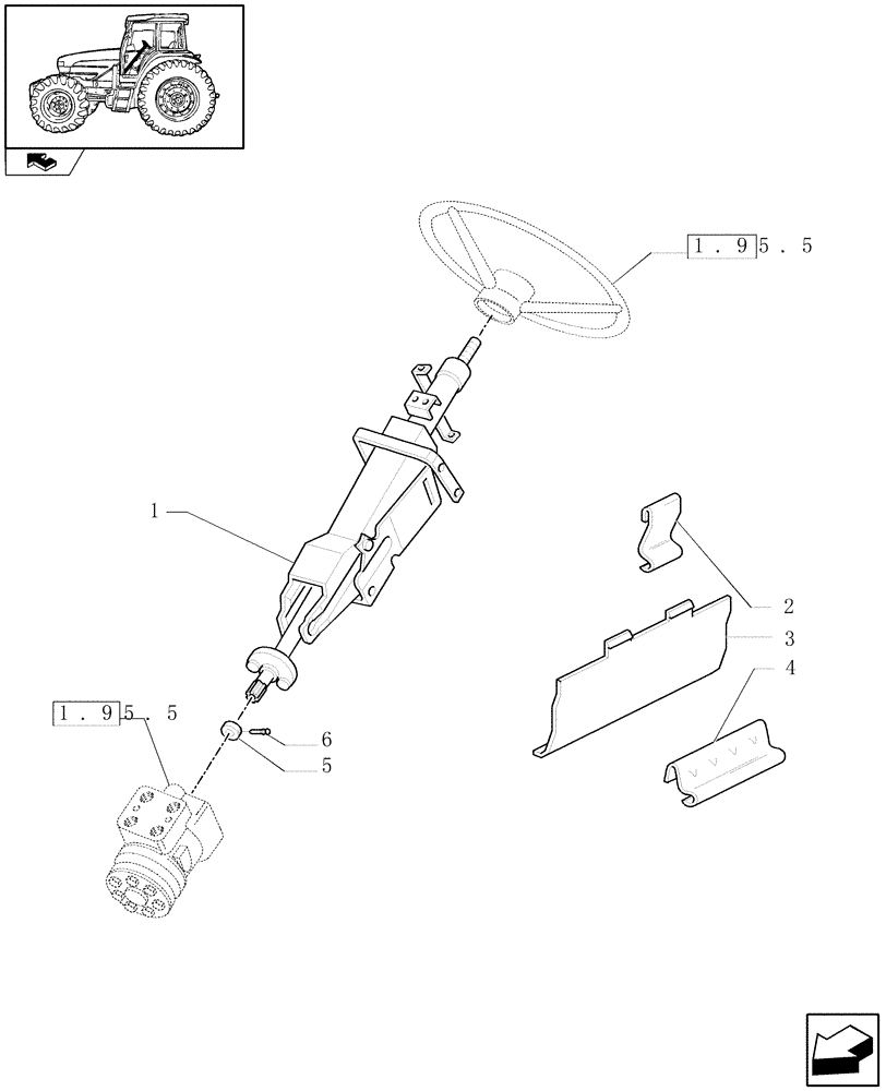 Схема запчастей Case IH FARMALL 105U - (1.95.5/01) - ADJUSTABLE STEERING WHEEL (VAR.330637) (10) - OPERATORS PLATFORM/CAB