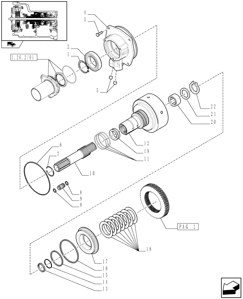 Схема запчастей Case IH FARMALL 90 - (1.28.7[01]) - POWER SHUTTLE SERVO PTO FOR DIFF. LOCK - CLUTCH ENGAGEMENT (VAR.330120-331120) (03) - TRANSMISSION