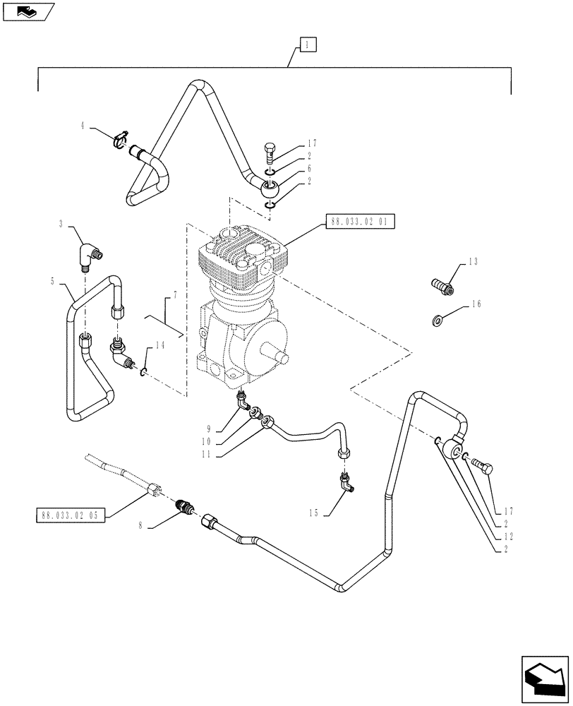 Схема запчастей Case IH PUMA 130 - (88.033.02[03]) - DIA KIT, PNEUMATIC TRAILER BRAKE (UNIVERSAL) - PIPES (88) - ACCESSORIES