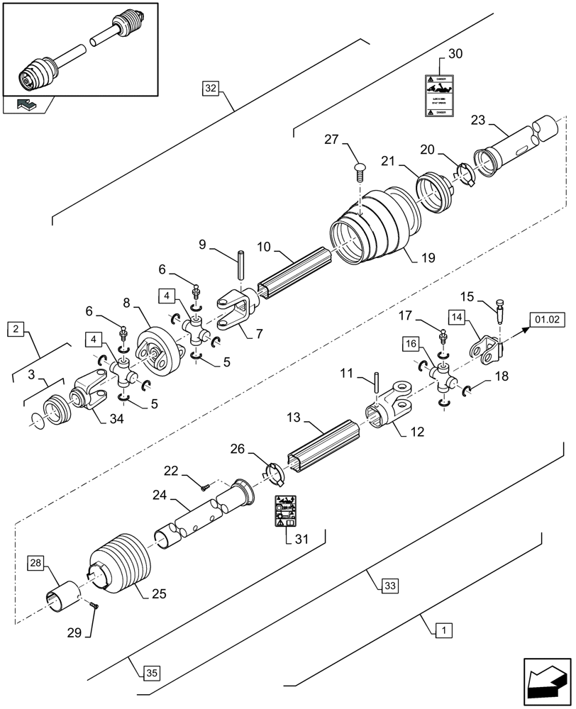 Схема запчастей Case IH LB333P - (01.01[01]) - POWER TAKE-OFF, FRONT (01) - POWER TAKE OFF