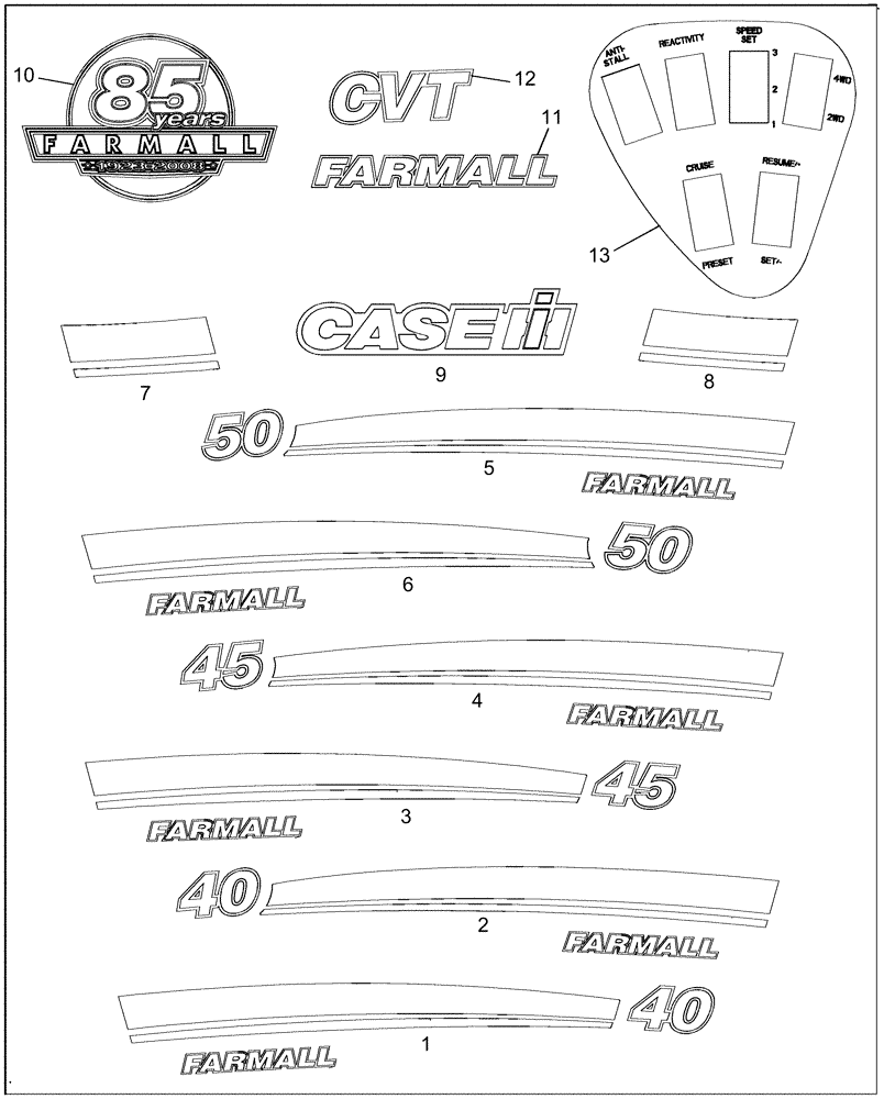 Схема запчастей Case IH FARMALL 40 - (08.12) - DECALS - IDENTIFICATION (08) - SHEET METAL