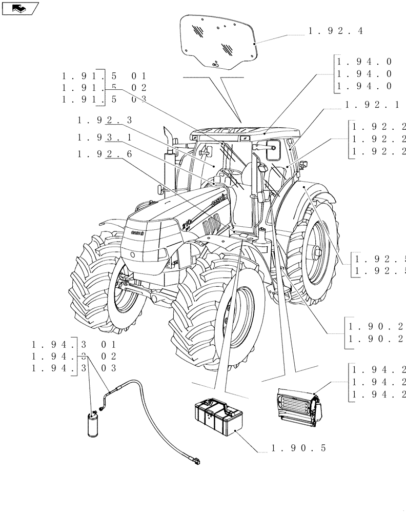Схема запчастей Case IH PUMA 210 - (SEC. 10[02]) - OPERATORS PLATFORM / CAB (00) - GENERAL
