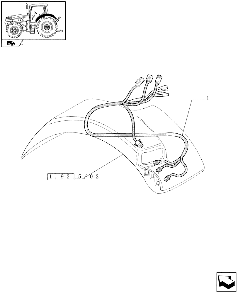 Схема запчастей Case IH PUMA 225 - (1.75.4/10) - (VAR.292) WIDE REAR FENDERS FOR GPL CAB - HARNESS (06) - ELECTRICAL SYSTEMS