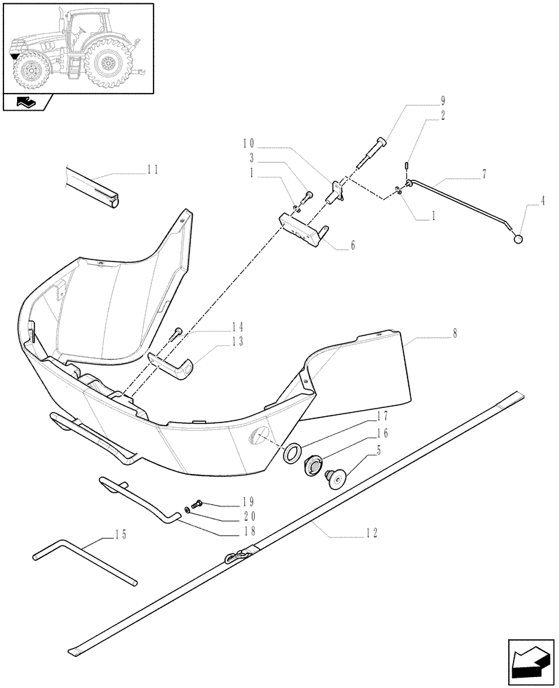 Схема запчастей Case IH PUMA 195 - (1.83.0[02B]) - HOOD - LATCH - D6994 (08) - SHEET METAL